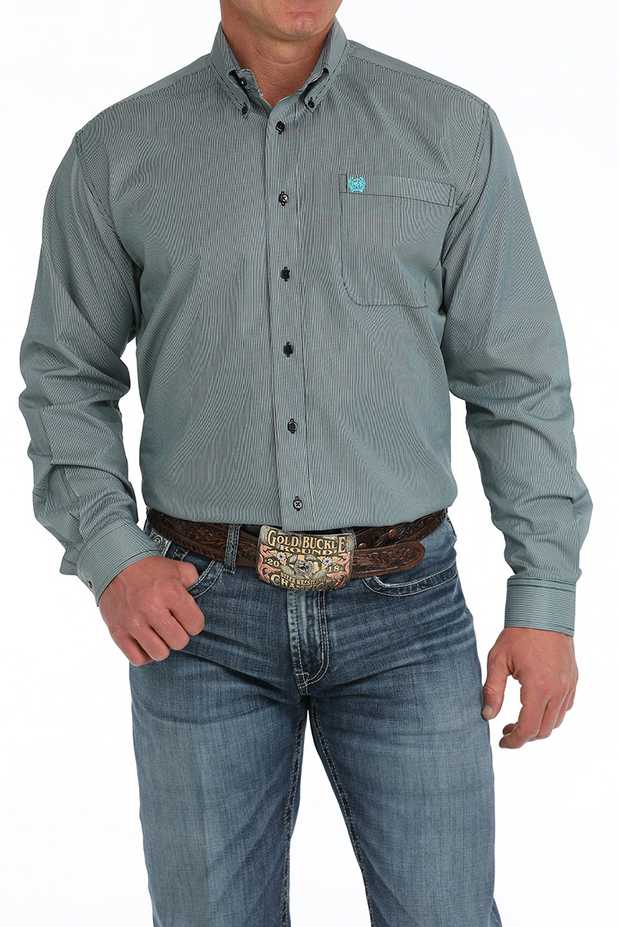 Men's Long Sleeve Striped Button-Down Shirt