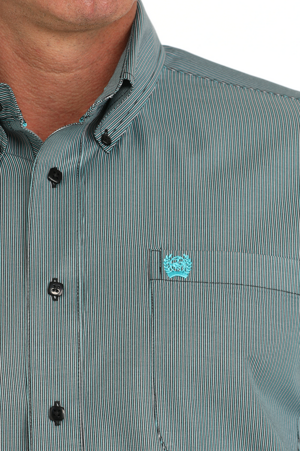 Men's Long Sleeve Striped Button-Down Shirt