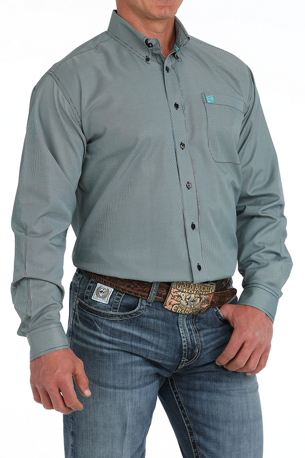 Men's Long Sleeve Striped Button-Down Shirt
