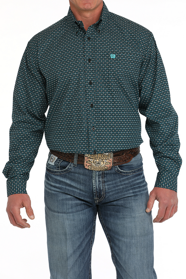 Men's Long Sleeve Printed Western Shirt
