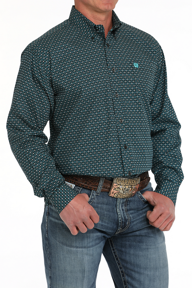 Men's Long Sleeve Printed Western Shirt