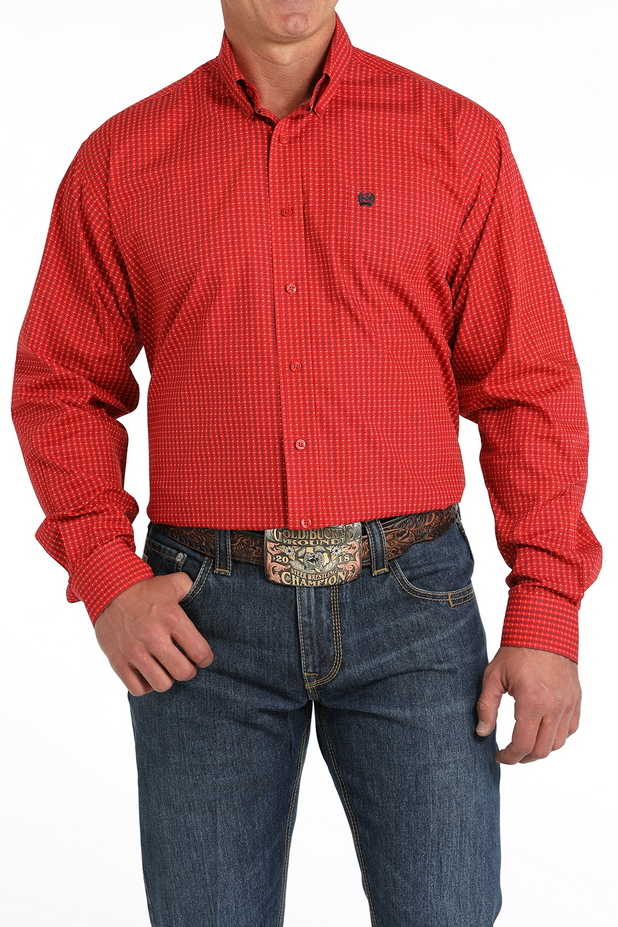 Men's Long Sleeve Geometric Print Shirt