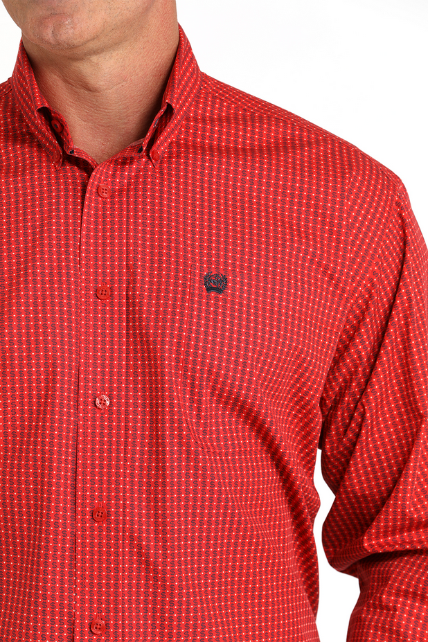 Men's Long Sleeve Geometric Print Shirt
