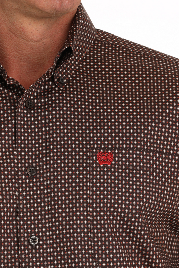 Men's Long Sleeve Geometric Print Shirt