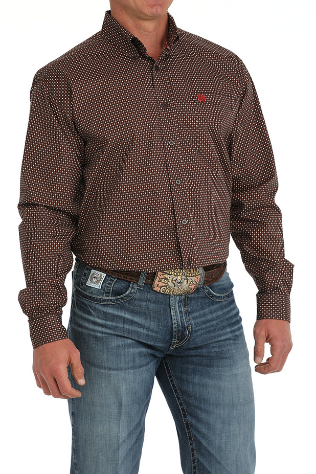 Men's Long Sleeve Geometric Print Shirt