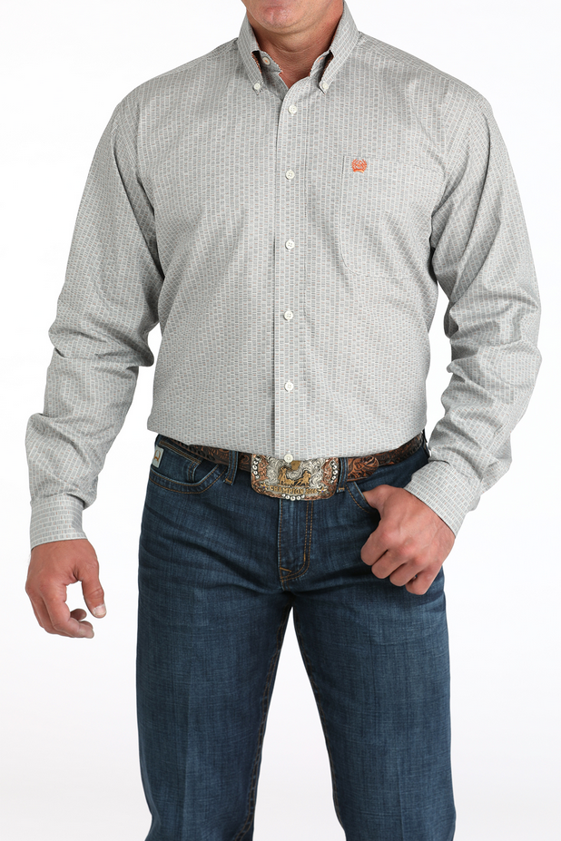 Mens Long Sleeve Geometric Print Shirt