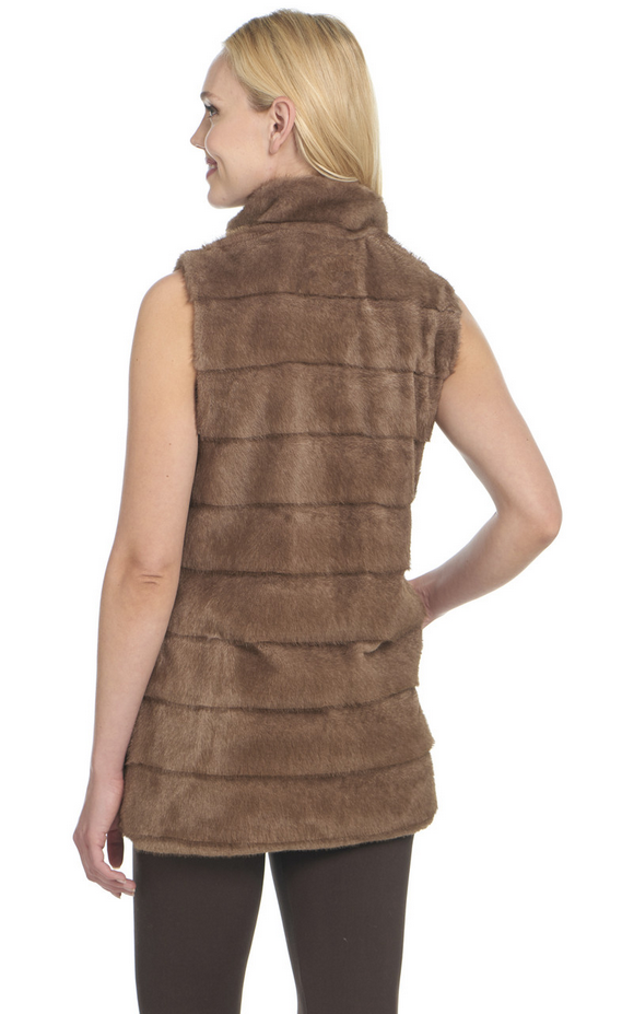 Reversible Zip Front Faux Fur Quilted Vest