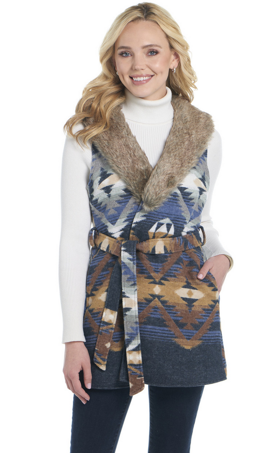 Navajo Tie Front Blanket Wrap Vest