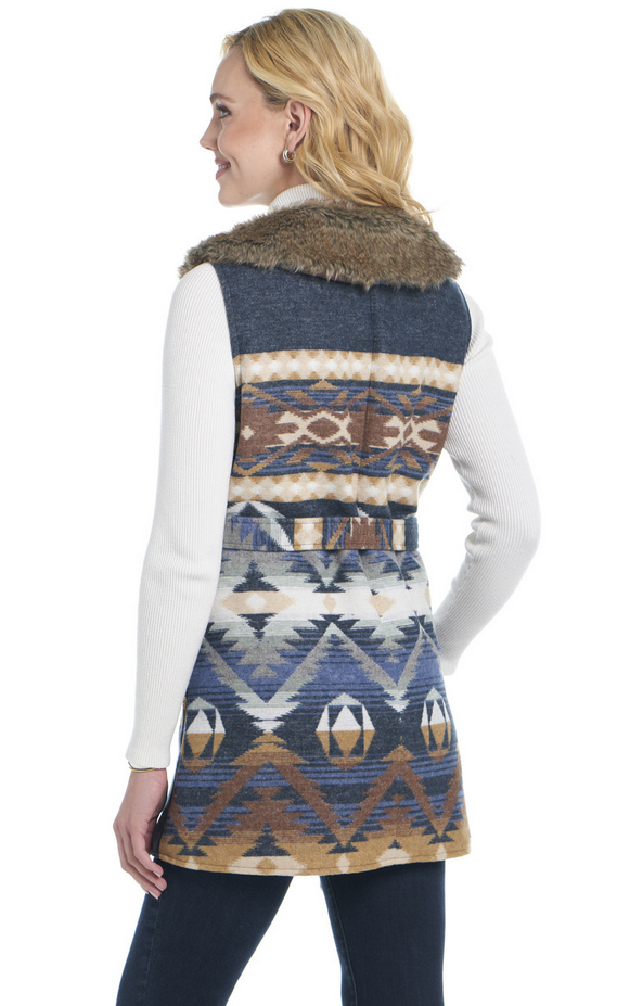 Navajo Tie Front Blanket Wrap Vest