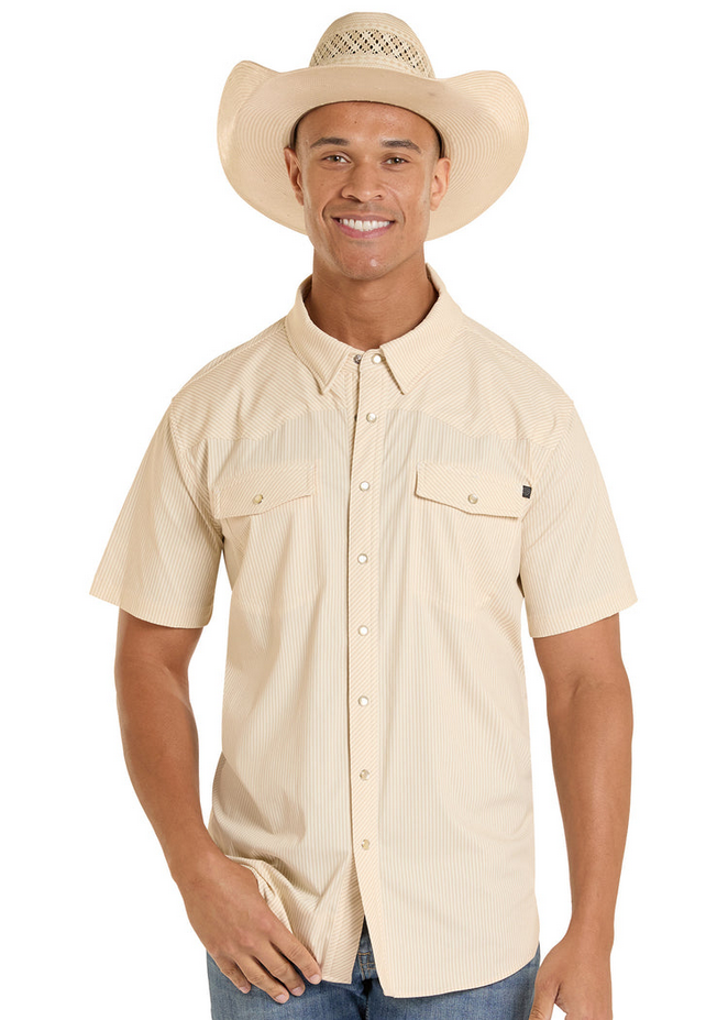 TEK Western Grey Pin Stripe Short Sleeve Shirt