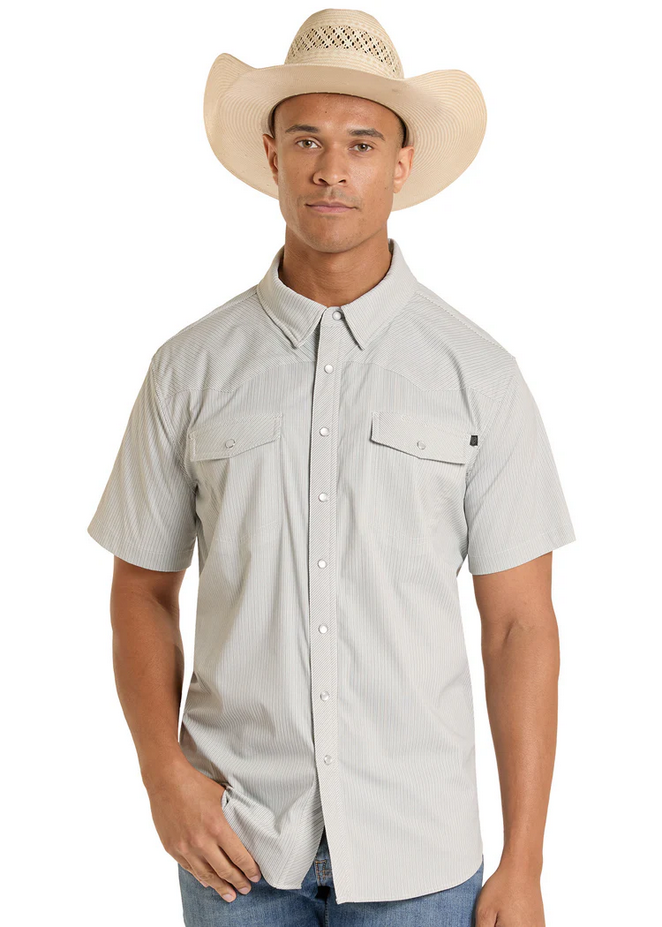 TEK Western Grey Pin Stripe Short Sleeve Shirt