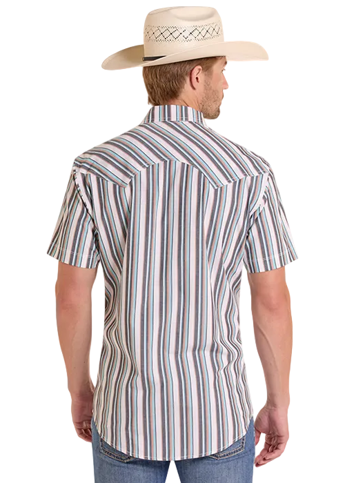 Koe Wetzel Slim Fit Dobby Striped Short Sleeve Snap Shirt