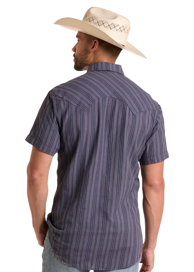 Koe Wetzel Slim Fit Dobby Striped Short Sleeve Snap Shirt