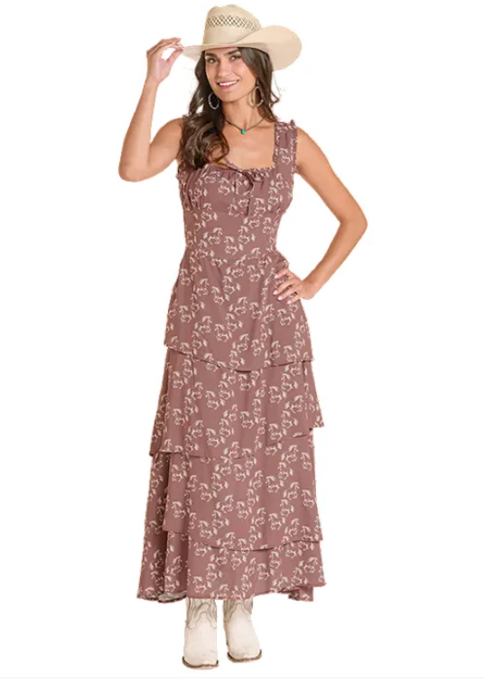 Horse Print Tiered Dress