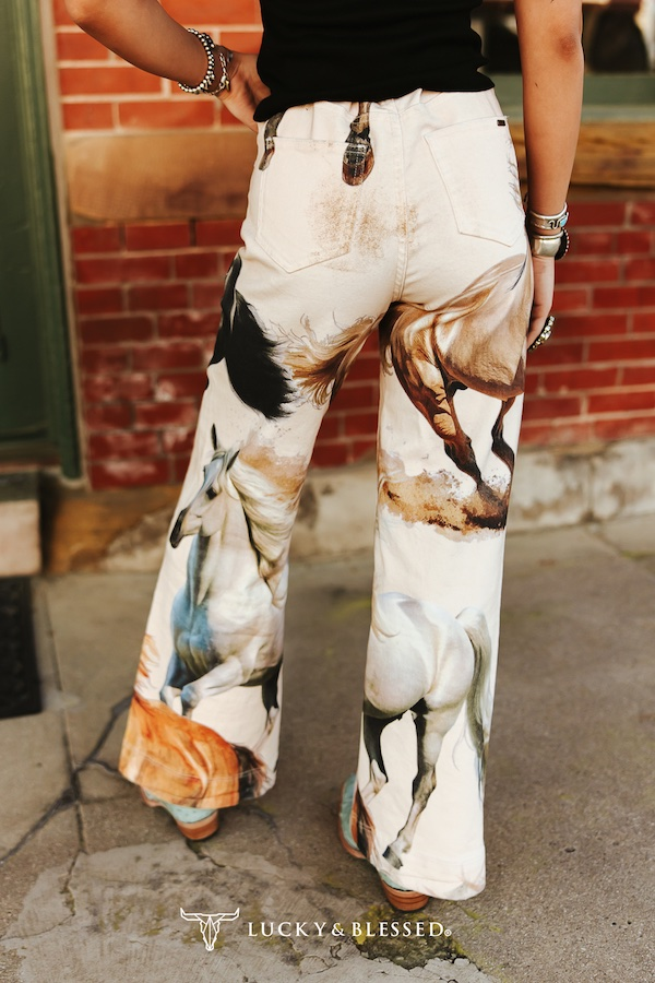 Western Horse Printed Denim