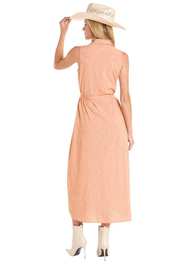 Sleeveless Boot Stitch Challis Maxi Dress