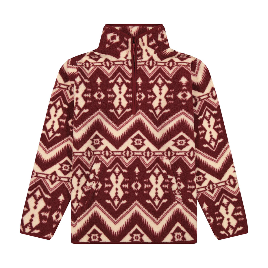 Vintage Sherpa Zip Pullover Burgundy