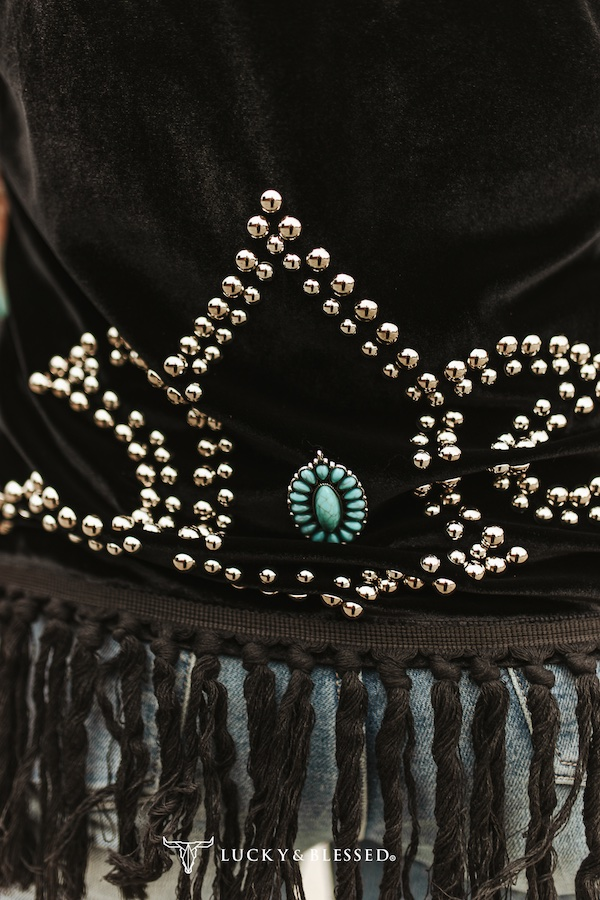 Black Velvet Fringe Western Vest