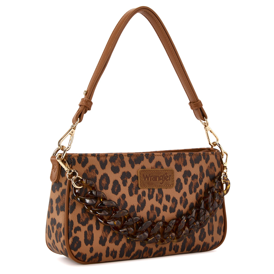 Wrangler® Western Leopard Print Shoulder Bag - Brown
