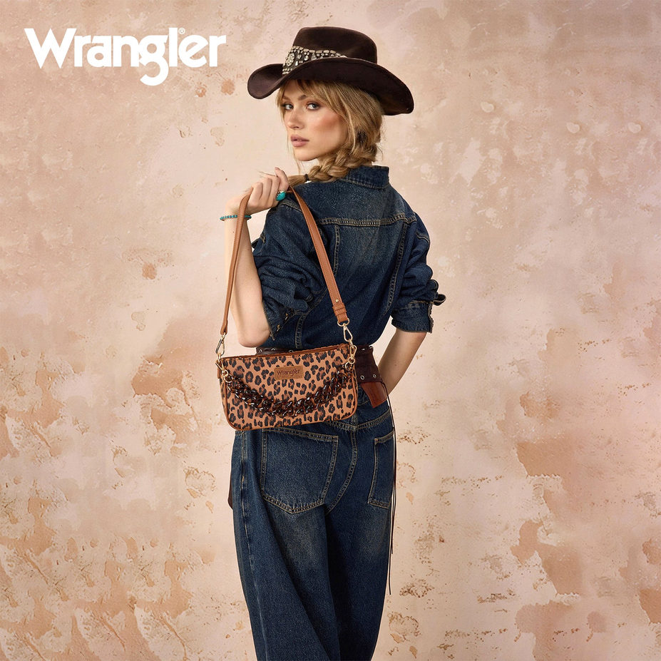 Wrangler® Western Leopard Print Shoulder Bag - Brown