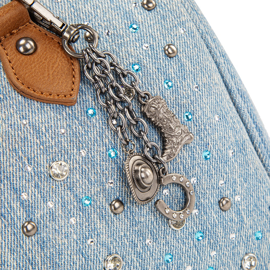 Wrangler Western Rhinestone Denim Boston Bag/Crossbody