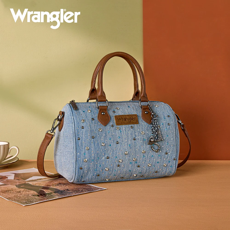Wrangler Western Rhinestone Denim Boston Bag/Crossbody