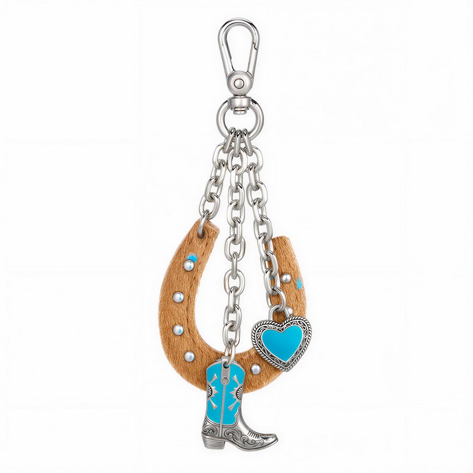 Wrangler Western Cowhide Horseshoe Bag Charm