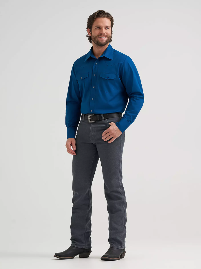 Wrangler® Long Sleeve Solid Broadcloth Western Snap Shirt