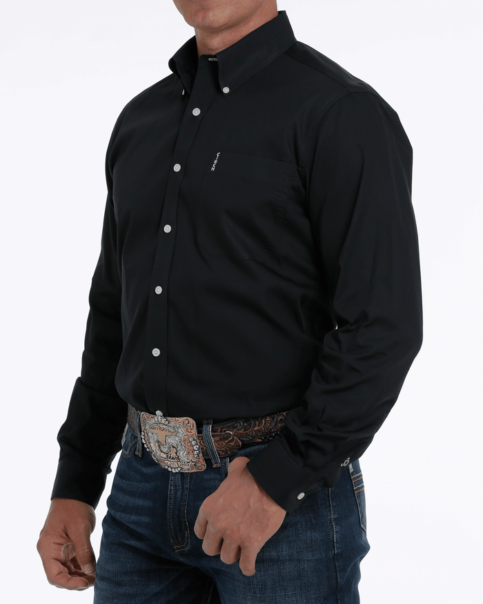 Solid Modern Fit Button-Down Western Shirt