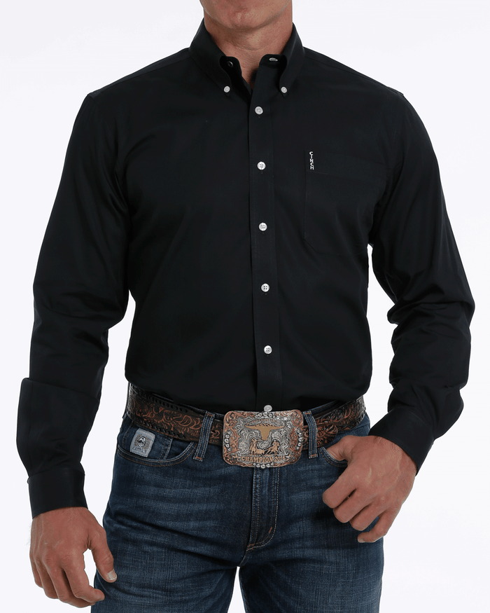 Solid Modern Fit Button-Down Western Shirt