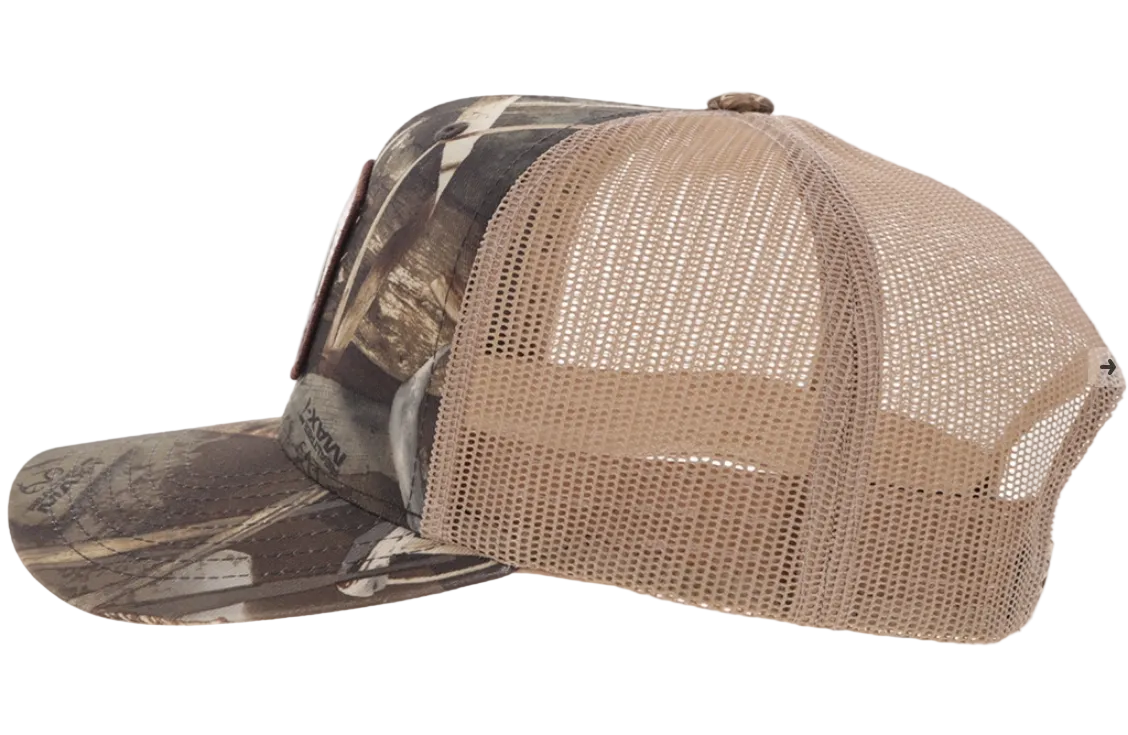 Toller 6-panel trucker hat features Realtree® camo