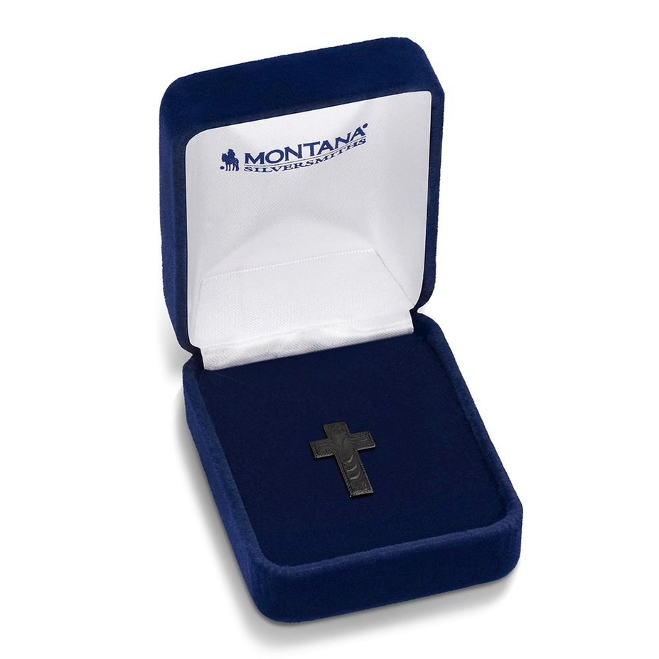 Dark Engraved Cross Pin