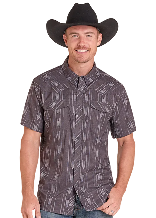 Tek Stripe Short Sleeve Printed Snap Shirt