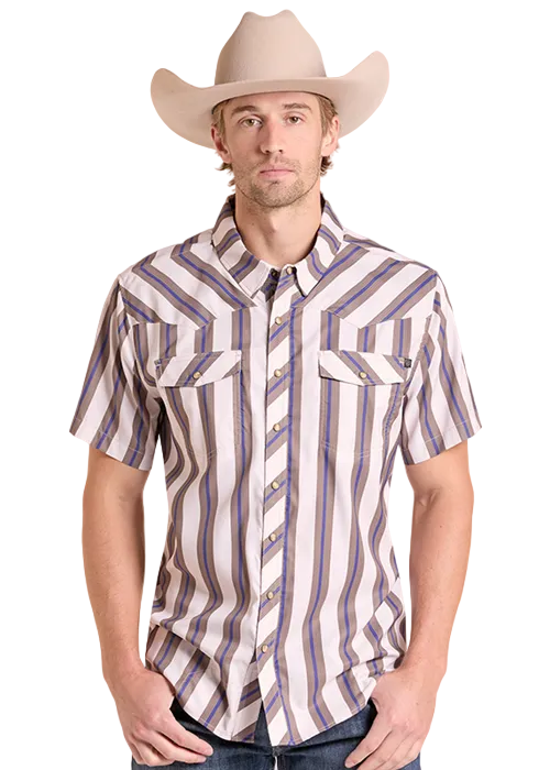 Tek Stripe Short Sleeve Printed Snap Shirt
