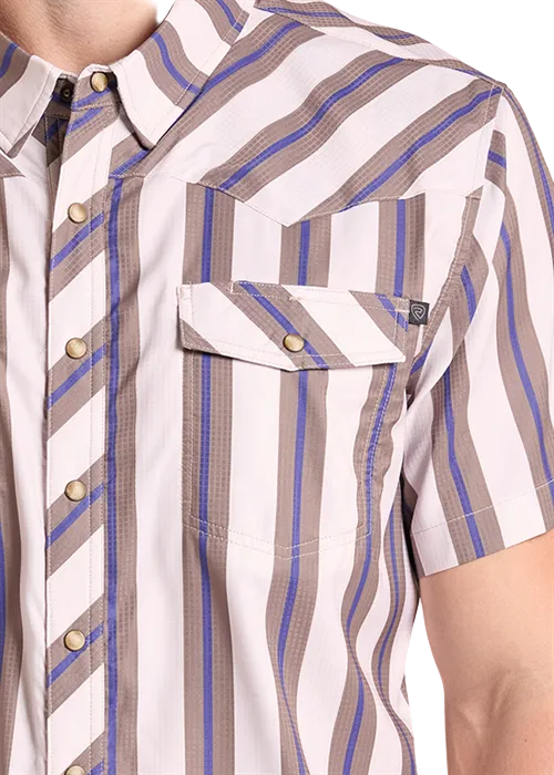 Tek Stripe Short Sleeve Printed Snap Shirt