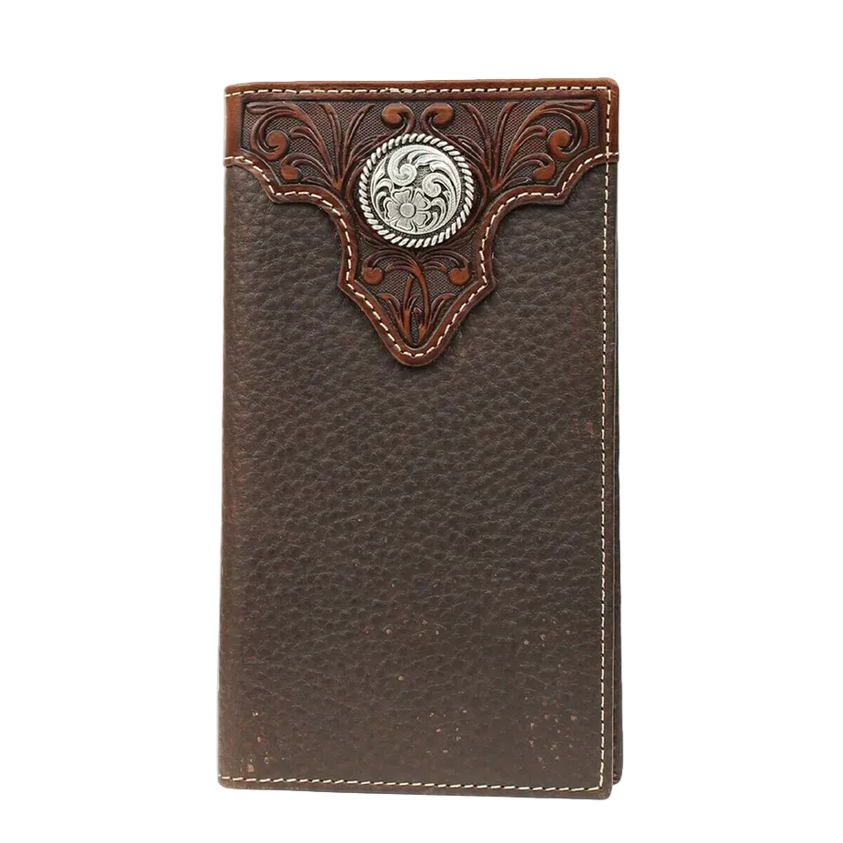Ariat Circle Concho Brown Leather Rodeo Wallet