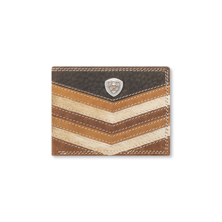 Ariat Chevron Patchwork Tan Leather Bifold Wallet