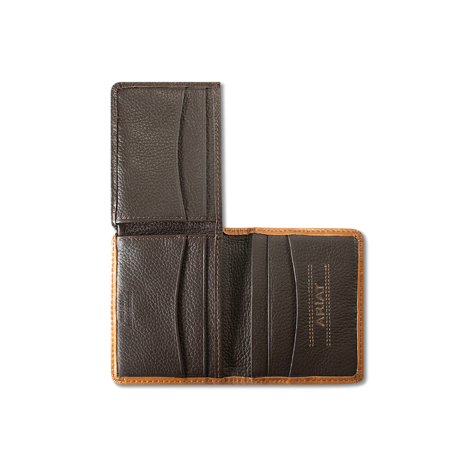 Ariat Tan Leather Bifold Flip Wallet