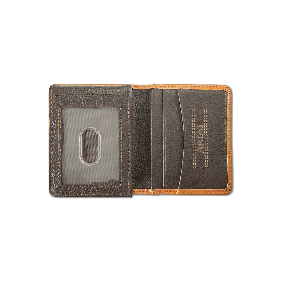 Ariat Tan Leather Bifold Flip Wallet
