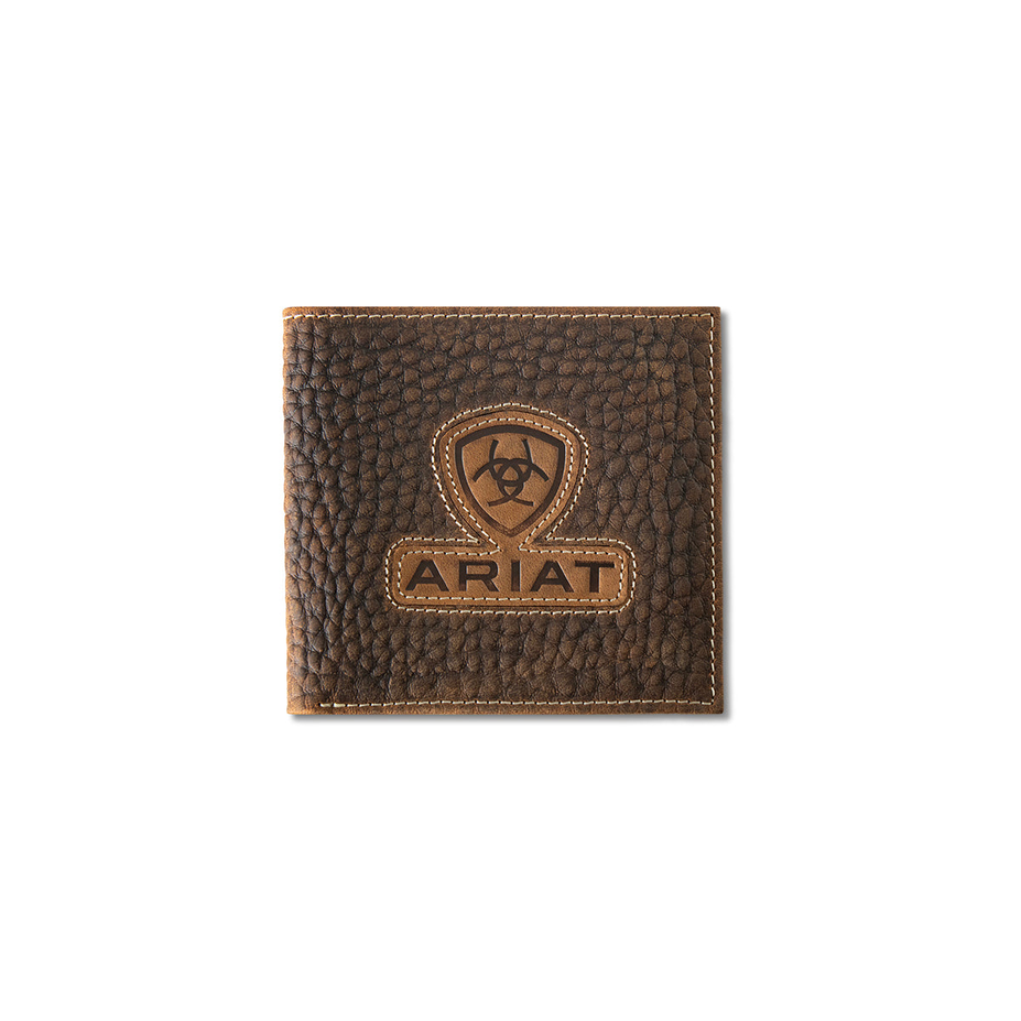 Ariat Brown Textured Leather Bifold Wallet