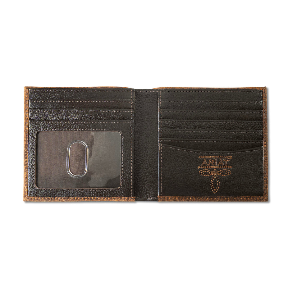Ariat Brown Textured Leather Bifold Wallet