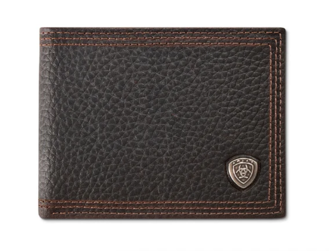 Ariat Brown Rowdy Leather Bifold Wallet with Removable Pass Case