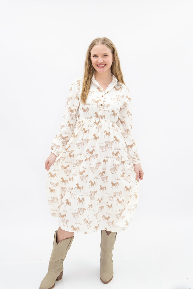 Horse Print Shirt Dress