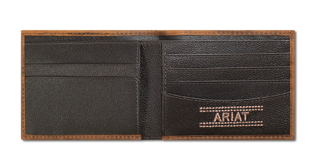 Medium Brown Basket Weave Leather Bifold Wallet