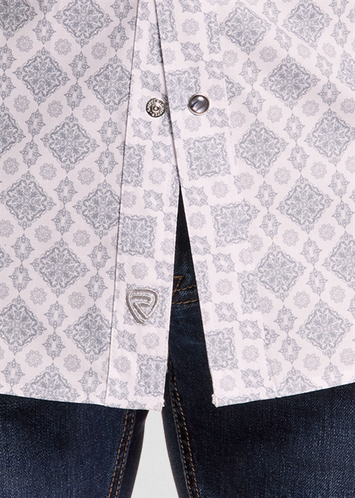 Rock & Roll Denim Men's Medallion Print Long Sleeve Snap Shirt