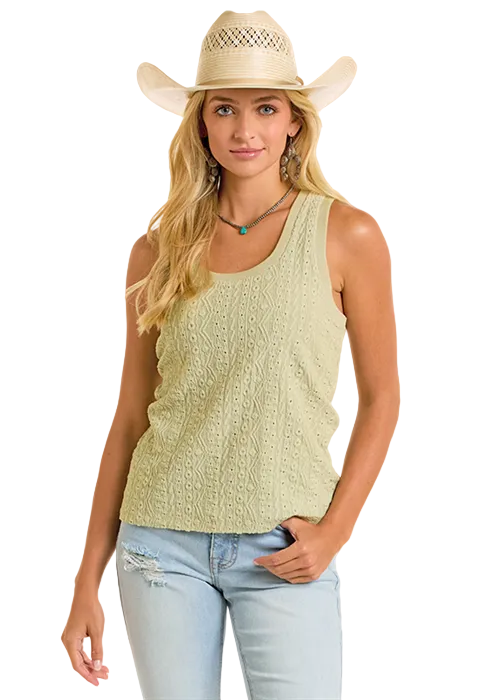 Rock & Roll Denim Women's Sage Knit Tank with Raised Design