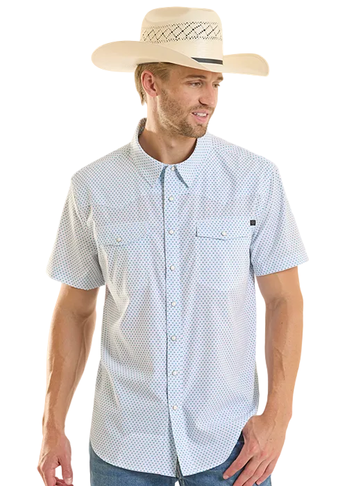 Men's TEK Mesh Mini Geo Print Short Sleeve Western Snap Shirt