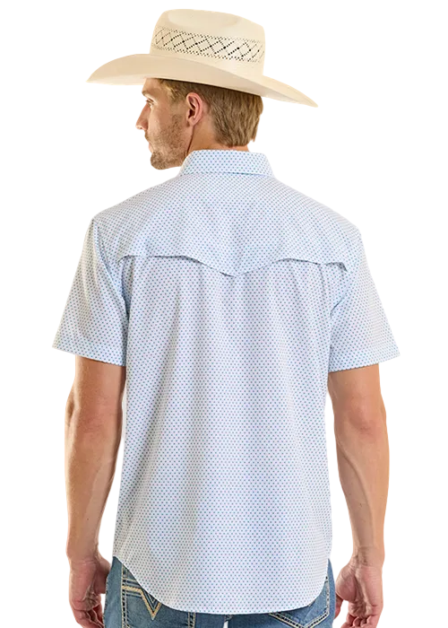 Men's TEK Mesh Mini Geo Print Short Sleeve Western Snap Shirt