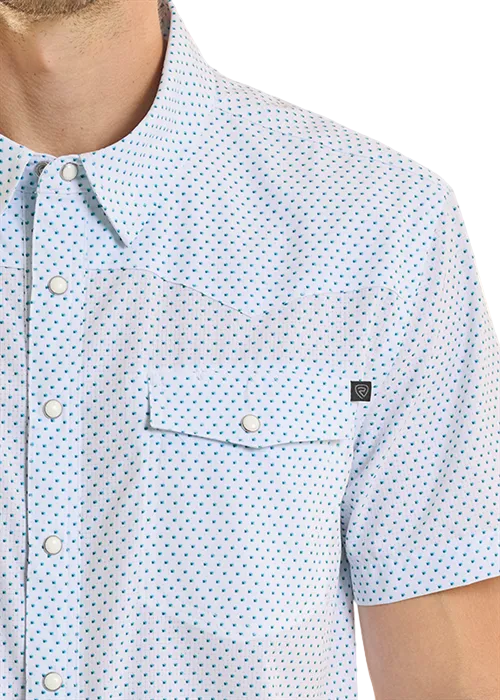 Men's TEK Mesh Mini Geo Print Short Sleeve Western Snap Shirt