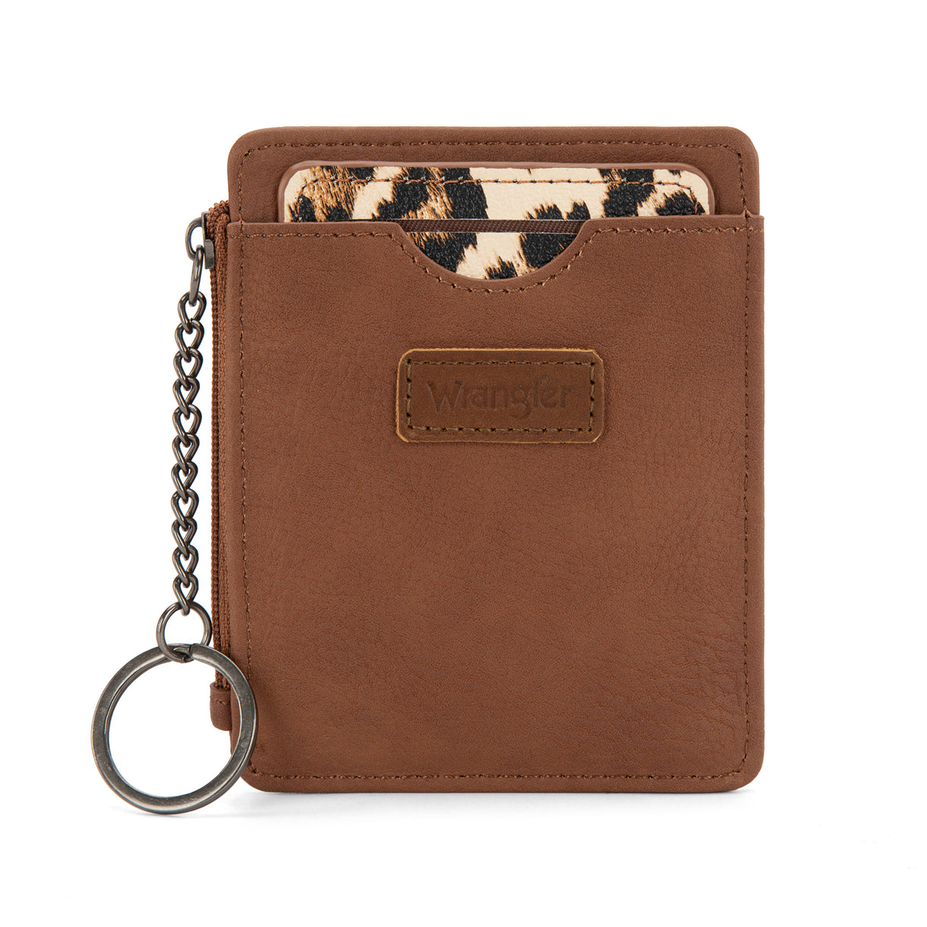 Wrangler Small Card Case Wallet Key Chain/Detachable Card Holder - Brown